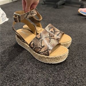 Snakeskin platform sandals